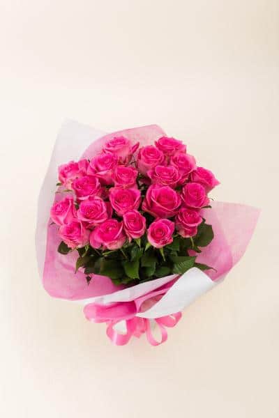 ピンクのバラの花束-20本 1 ピンクのバラの花束-20本